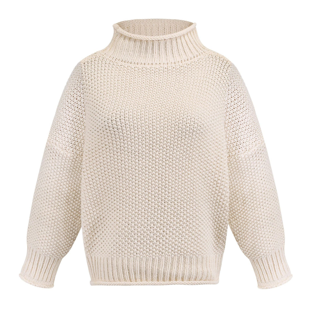 Solid Turtleneck Pullover Sweater Winter Fashion Casual Knitted Long-Sleeved Top Women&